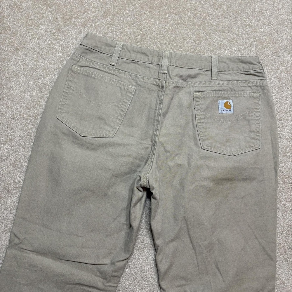 Carhartt Pants Womens 14 34x29 Beige Twill Relaxed Fit Workwear Khakis Casual